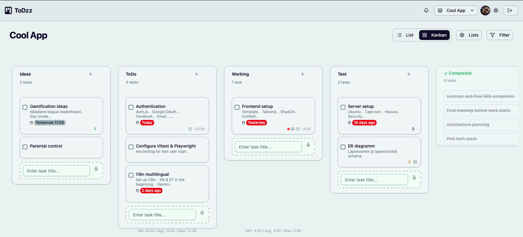 ToDzz — GitHub-integrated Kanban task management board